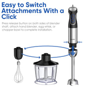 BioloMix 5 in 1 Immersion Hand Blender,1500W Blender with 304 Stainless Steel Blade,Food Processor,Smoothies Puree Baby Food