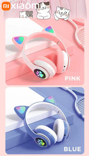 Xiaomi Wireless Headphone LED Dazzling lamp Cute Cat HIFI Stereo Music Helmet Phone Bluetooth Headset with Mic Christmas Gift