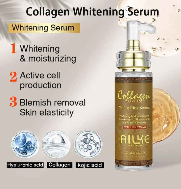 AILKE Collagen Skin Care Range, Clean Stains, Moisturizing, Whitening, Removing Freckle & Spots, Even Skin Tone, For Men & Women