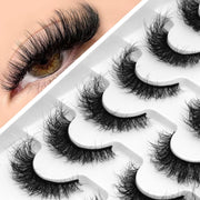 GROINNEYA Fake Lashes Fluffy Cat Eye Lashes 8D Fluffy Volume False Eyelashes D Curl Dramatic Thick Full Strip Faux Mink Lashes