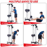 LAT Pulldown Machine,Multi-Functional Cable Machine with High and Low Pulley Station,Row Cable Machine Home Gym with Leg Support