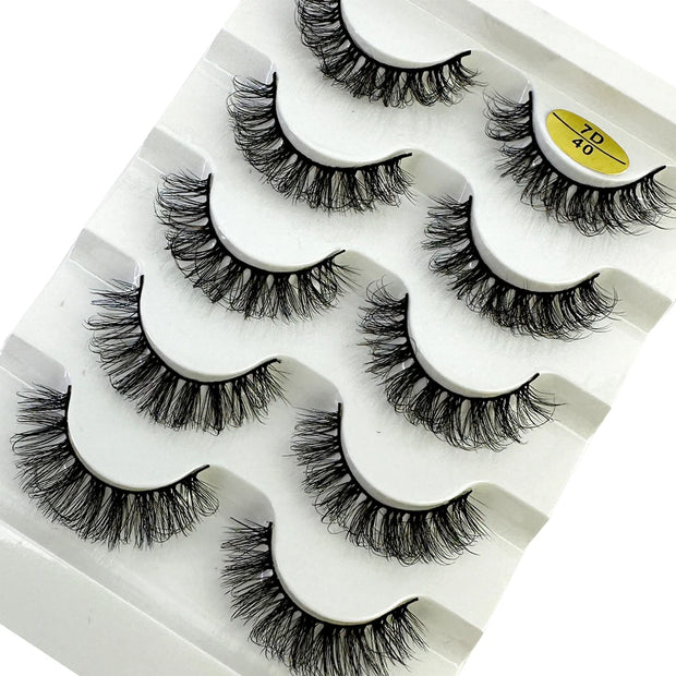 NEW 5pairs Classic Hybrid Volume Lashes New Arrival Wispy D Curl Short Russian Strip Lashes Makeup False Eyelashes