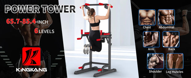 Power Tower Dip Station,Multi-Function Pull Up Adujustable Height Up 85.5" for Home Gym Strength Training Fitness Equipment,400L