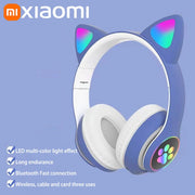 Xiaomi Wireless Headphone LED Dazzling lamp Cute Cat HIFI Stereo Music Helmet Phone Bluetooth Headset with Mic Christmas Gift