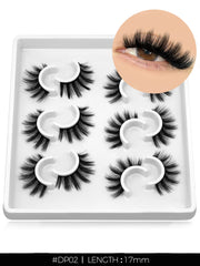 GROINNEYA 3D Natural False Lashes Cat Eye Eyelashes Fluffy Soft Cross 6 Pairs Manga Lashes Wispy Natural Eyelash Extension