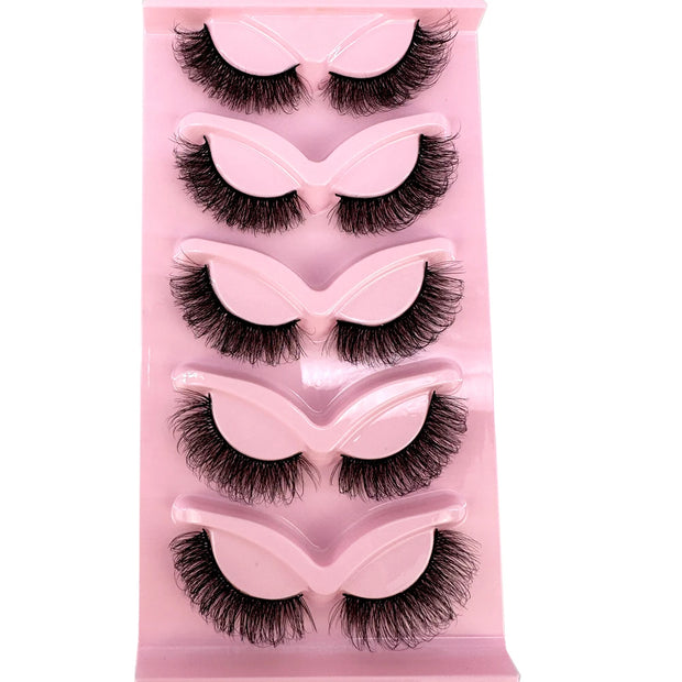 NEW 5pairs Classic Hybrid Volume Lashes New Arrival Wispy D Curl Short Russian Strip Lashes Makeup False Eyelashes