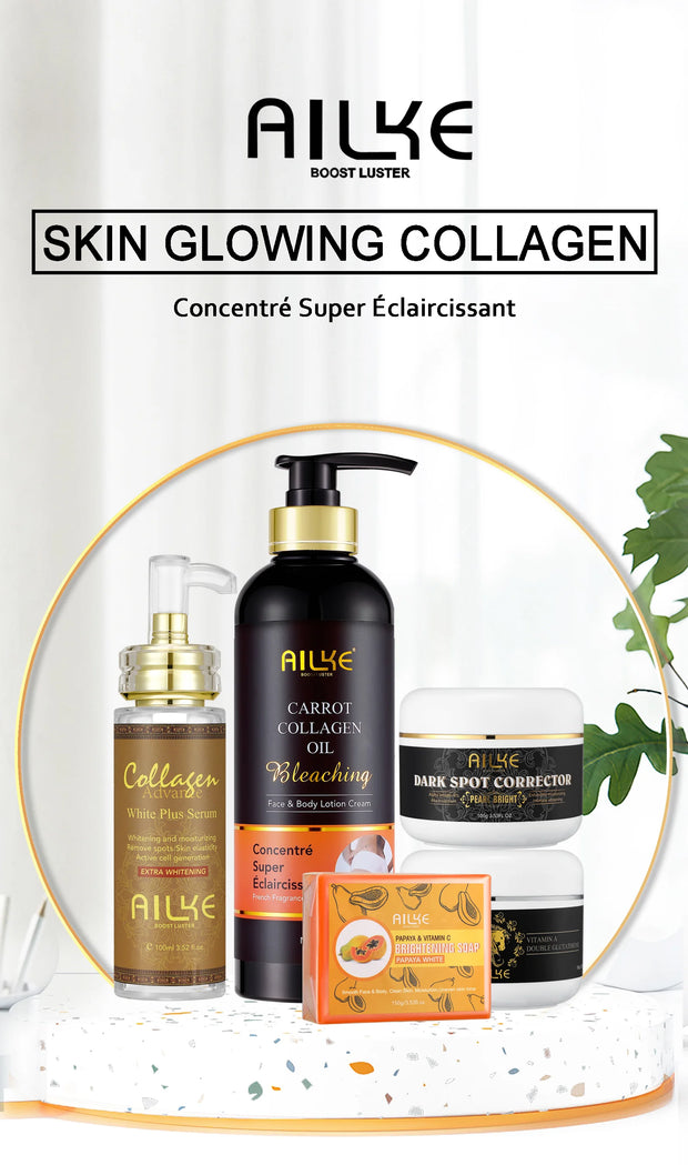 AILKE Collagen Skin Care Range, Clean Stains, Moisturizing, Whitening, Removing Freckle & Spots, Even Skin Tone, For Men & Women