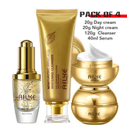 AILKE 24K Collagen Facial Whitening Set, Reduce Black Spots, Freckles, Brightening, Moisturizing Beauty Set For All Skin Types