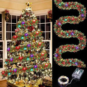 1pc Christmas Tinsel Garland Metallic Shiny Garland With LED Lights Christmas Tree Garland Thick Hanging Suitable For Home Decor