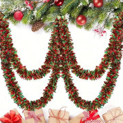 1pc Christmas Tinsel Garland Metallic Shiny Garland With LED Lights Christmas Tree Garland Thick Hanging Suitable For Home Decor