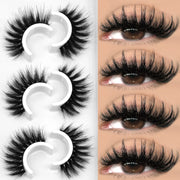 GROINNEYA 3D Natural False Lashes Cat Eye Eyelashes Fluffy Soft Cross 6 Pairs Manga Lashes Wispy Natural Eyelash Extension