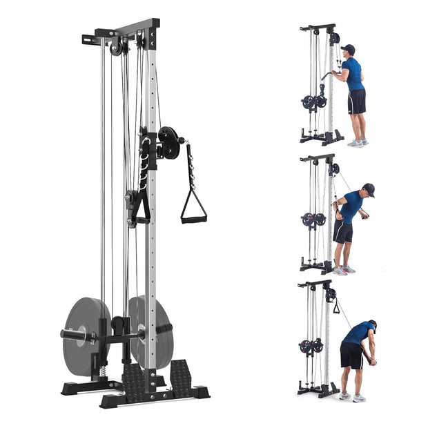 LAT Pulldown Machine,Multi-Functional Cable Machine with High and Low Pulley Station,Row Cable Machine Home Gym with Leg Support