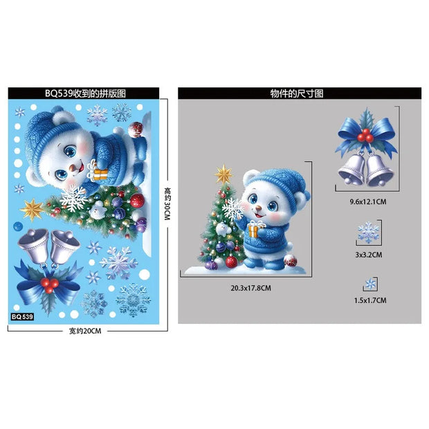 Christmas Blue Snowman Window Stickers Santa Claus Bird Snowflake Elk Ornaments Merry Christmas 2025 Happy New Year 2026