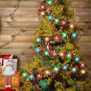 1pc Christmas Tinsel Garland Metallic Shiny Garland With LED Lights Christmas Tree Garland Thick Hanging Suitable For Home Decor