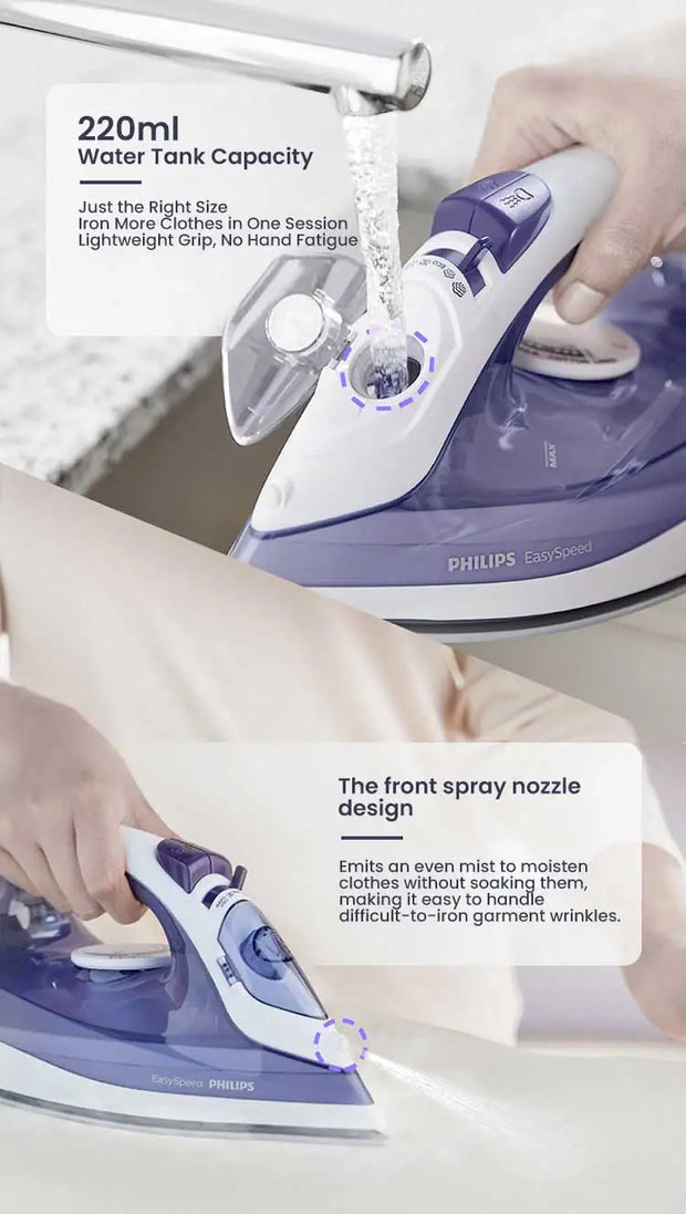 Philips Steam Iron GC1752/38 1700W 220V Iron Ceramic base plate The wire is 1.9 meters long 220ml capacity