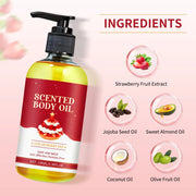 100ml Body Oil Deep Nourishing Moisturizing Dry Skin Relief Plant Essential Oils for Skincare Massage, Strawberry Pie Scent