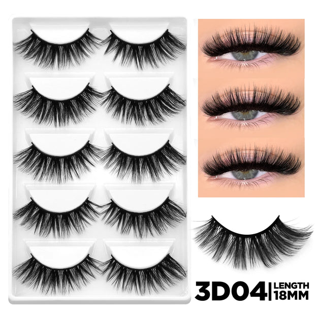 GROINNEYA 3D Natural False Lashes Cat Eye Eyelashes Fluffy Soft Cross 6 Pairs Manga Lashes Wispy Natural Eyelash Extension
