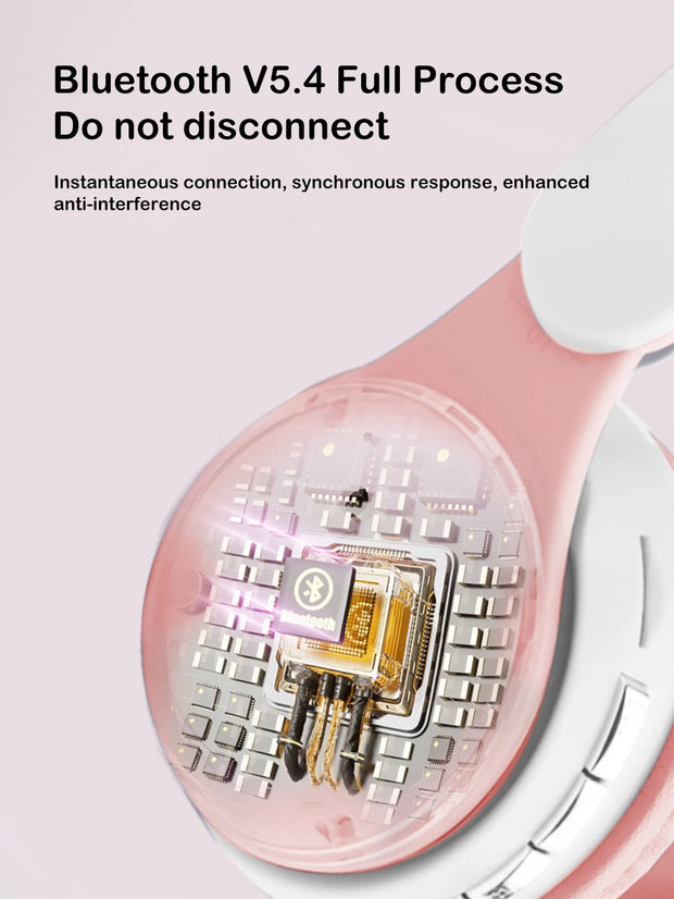 Headset Bluetooth headphones with vibrant RGB lighting effect, high battery life and low latency wireless Bluetooth headphones