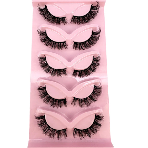 NEW 5pairs Classic Hybrid Volume Lashes New Arrival Wispy D Curl Short Russian Strip Lashes Makeup False Eyelashes