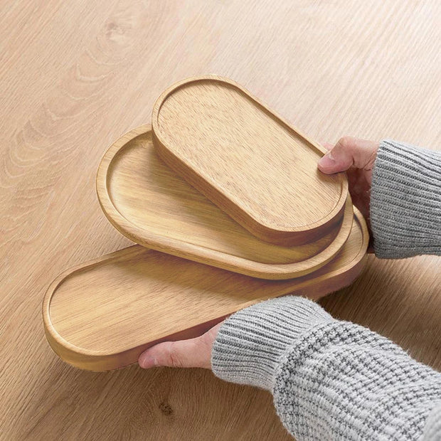 1PCS Tableware Solid Wood Round Dessert Plate Japanese-style Wooden Tray Snack Plate Dried Fruit Plate Wooden Plate