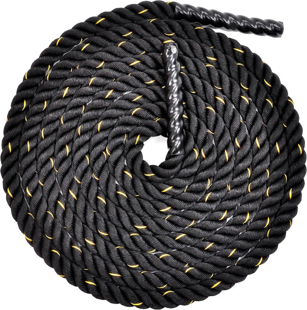 Battle Rope 1.5Inch 2 Inch Diameter Poly Dacron 30 FT, 40 FT, 50 FT Length, Heavy Ropes for Home Gym and Workout