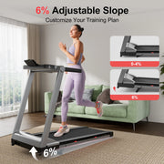 3.5HP Foldable Incline Home Treadmill Walking Pad with Handle Bar Holder 350LBS Capacity Touch Screen Smart App Data Monitoring