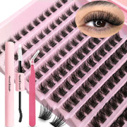 DIY Eyelash Extension Kit Individual Lashes Cluster Mix Lash Clusters with Lash Bond and Seal and Lash Accessories