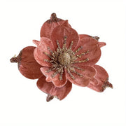 Christmas Tree Poinsettia Flower Cream White Velvet Magnolia Artificial Floral Ornaments for Xmas Decoration Wedding Centerpiece