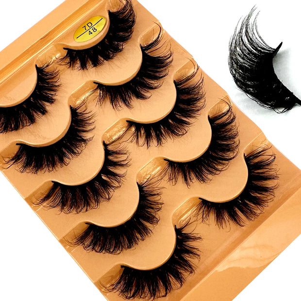 NEW 5pairs Classic Hybrid Volume Lashes New Arrival Wispy D Curl Short Russian Strip Lashes Makeup False Eyelashes