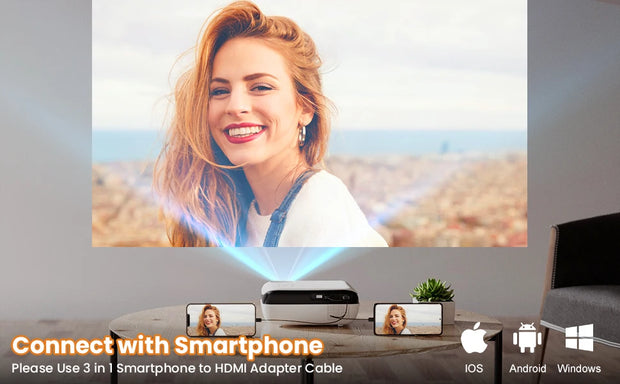 HAPPRUN Projector, native 1080P Bluetooth projector, portable outdoor, full HD mini projector, home bedroom speaker