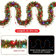 1pc Christmas Tinsel Garland Metallic Shiny Garland With LED Lights Christmas Tree Garland Thick Hanging Suitable For Home Decor