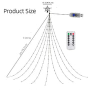 2025 New Year Decoration Christmas Fairy String Lights Outdoor USB Remote Stars Waterfall Garden Lights for Home Party Wedding