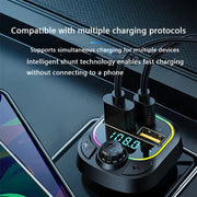 Car Charger Bluetooth 5.0 FM Transmitter PD Type-C Dual USB Ambient Player MP3 Charger Type-C Wireless Light Handsfree