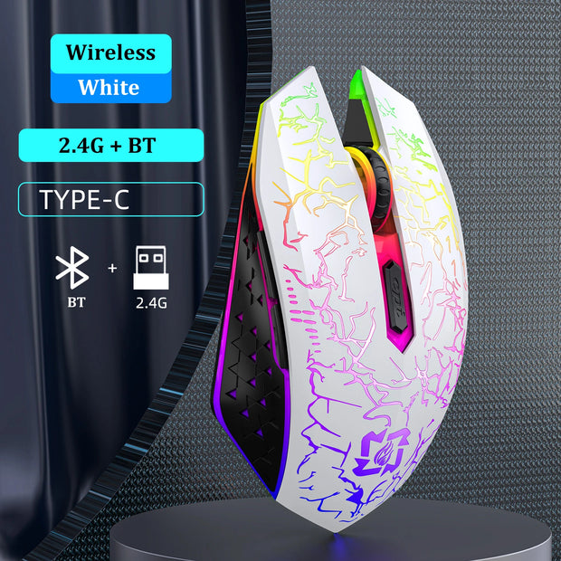 RGB Color 2.4G Wireless Mouse Bluetooth 5.2 Mouse Dual Mode Gaming Mouse Rechargeable Silent Mice For PC Laptop Tablet MacBook
