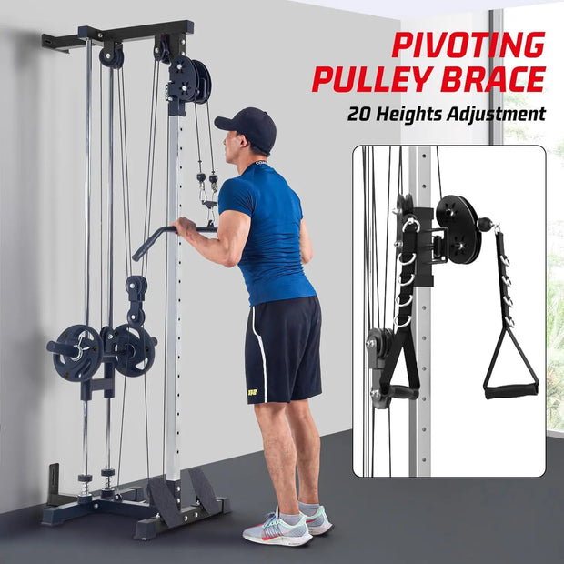 LAT Pulldown Machine,Multi-Functional Cable Machine with High and Low Pulley Station,Row Cable Machine Home Gym with Leg Support