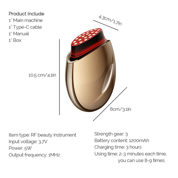 Red Light Collagen Regeneration Anti-Aging RF Anti-Wrinkle Beauty Device EMS Microcurrent Skin Tightening Face Lifting Massager