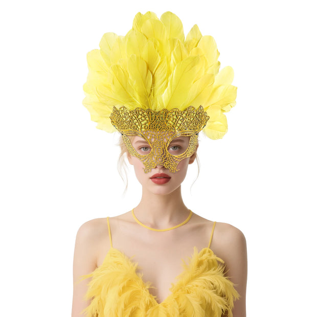 Most Popular Halloween Colorful Feather Mask Carnival Photography Cosplay Costume Perfect Cocktail Headpieces for Women Ladies