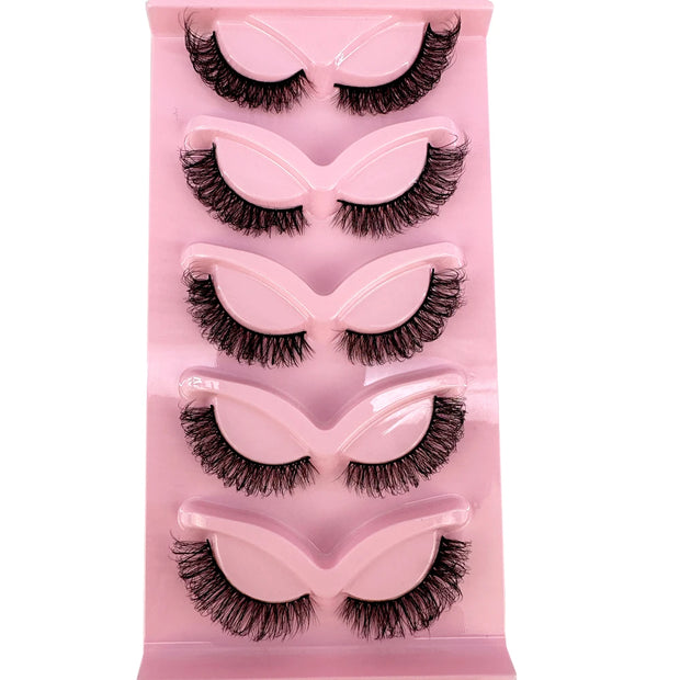 NEW 5pairs Classic Hybrid Volume Lashes New Arrival Wispy D Curl Short Russian Strip Lashes Makeup False Eyelashes
