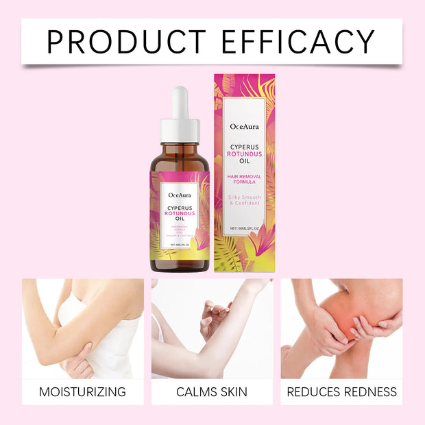 OCEAURA 60ml Hair Removal Relief Essential Oil for Armpit & Leg & Chest Gentle Formula Hydrates Cares Skin  Reduce Discomfort ﻿
