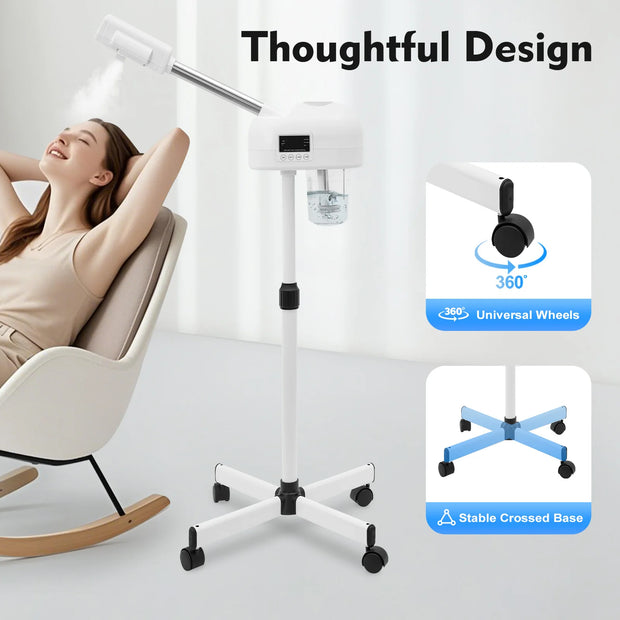 Professional Facial Steamer Machine on Wheels Standing Esthetician Steamer Facial Be Used for Skin Rejuvenation Steamer