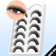 GROINNEYA Fake Lashes Fluffy Cat Eye Lashes 8D Fluffy Volume False Eyelashes D Curl Dramatic Thick Full Strip Faux Mink Lashes