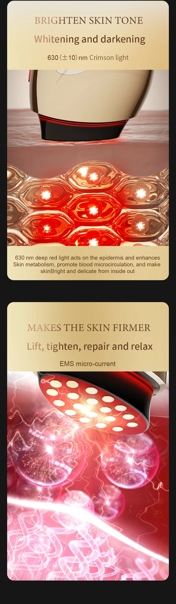 Red Light Collagen Regeneration Anti-Aging RF Anti-Wrinkle Beauty Device EMS Microcurrent Skin Tightening Face Lifting Massager