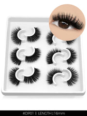 GROINNEYA 3D Natural False Lashes Cat Eye Eyelashes Fluffy Soft Cross 6 Pairs Manga Lashes Wispy Natural Eyelash Extension