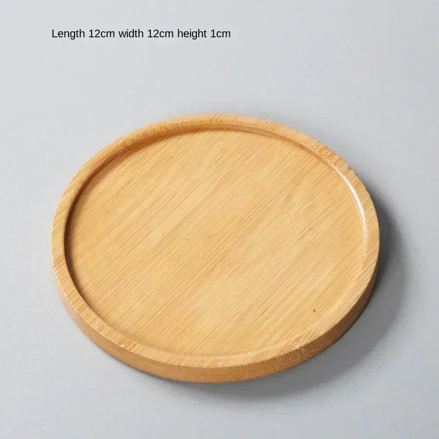 Multi Bamboo Tray Wood Saucer Flower Pot Tray Cup Pad Coaster Plate Kitchen Decorative Plate Creative Coaster Coffee Cup Mat