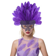 Most Popular Halloween Colorful Feather Mask Carnival Photography Cosplay Costume Perfect Cocktail Headpieces for Women Ladies