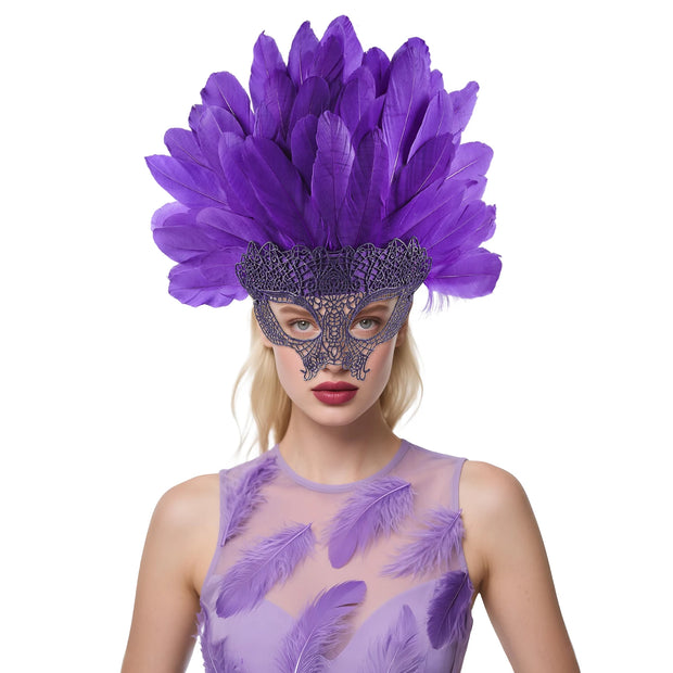 Most Popular Halloween Colorful Feather Mask Carnival Photography Cosplay Costume Perfect Cocktail Headpieces for Women Ladies