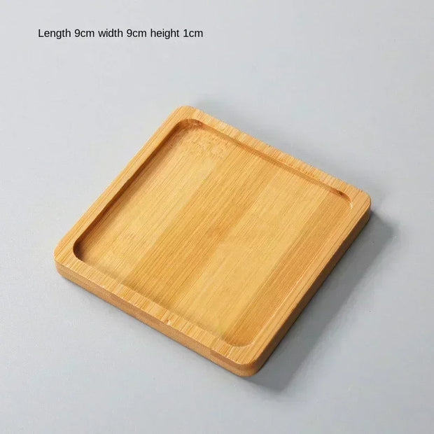Multi Bamboo Tray Wood Saucer Flower Pot Tray Cup Pad Coaster Plate Kitchen Decorative Plate Creative Coaster Coffee Cup Mat