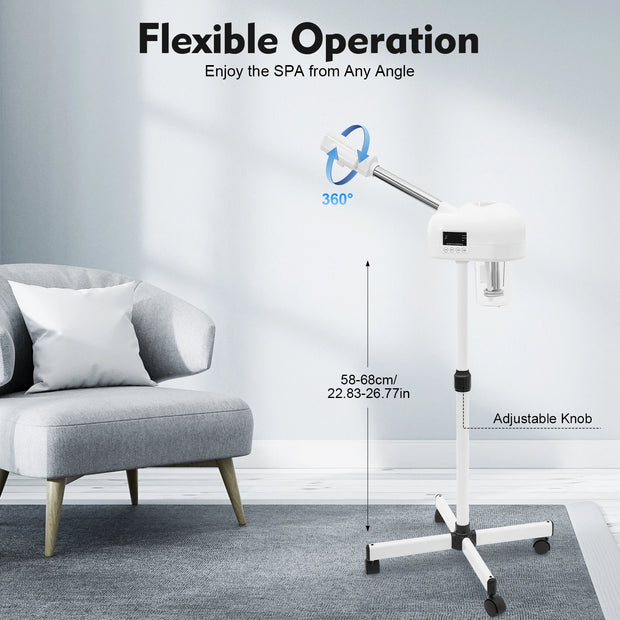 Professional Facial Steamer Machine on Wheels Standing Esthetician Steamer Facial Be Used for Skin Rejuvenation Steamer