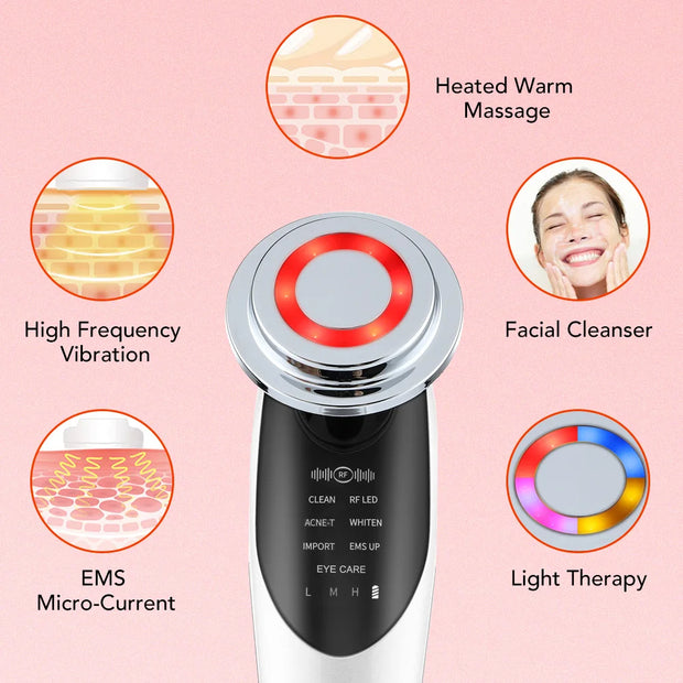 7 in 1 Face Lifting Device EMS Microcurrent Skin Rejuvenation Light Therapy Anti Aging Wrinkle Beauty Device Skincare Tools
