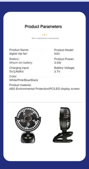 Small Desk Clip On Fan, Portable Personal USB Clip Fan For Home Office Travel Bed Stroller Camping Outdoor Golf Cart Fan